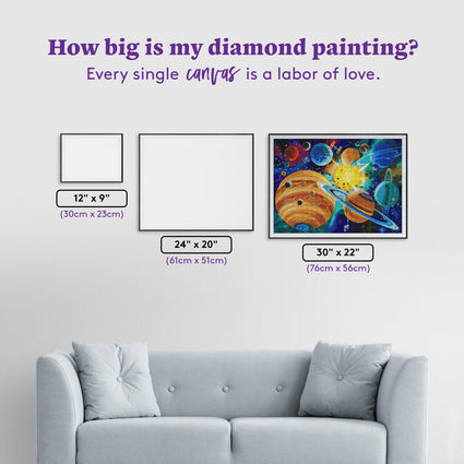 Diamond Painting Solar System 30" x 22" (76cm x 56cm) / Square with 61 Colors including 4 ABs / 67,569
