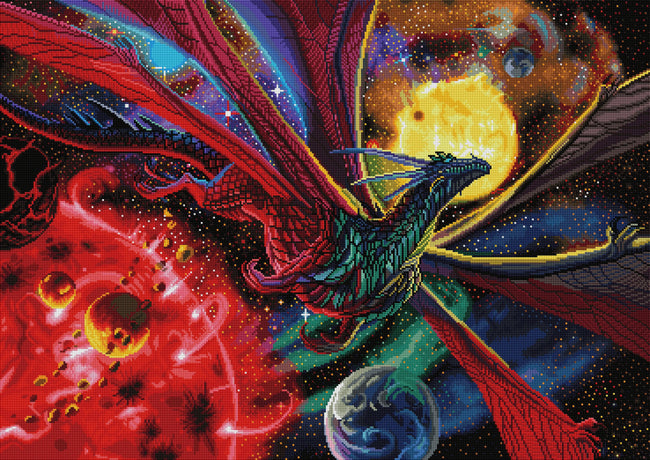 Diamond Painting Space Dragon 36.2" x 25.6" (92cm x 65cm) / Square with 67 Colors including 4 ABs / 96,309