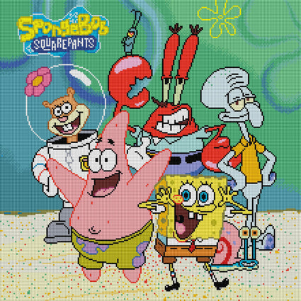 Diamond Painting SpongeBob and Friends 22" x 22″ (56cm x 56cm) / Square with 37 Colors including 3 ABs / 48,841