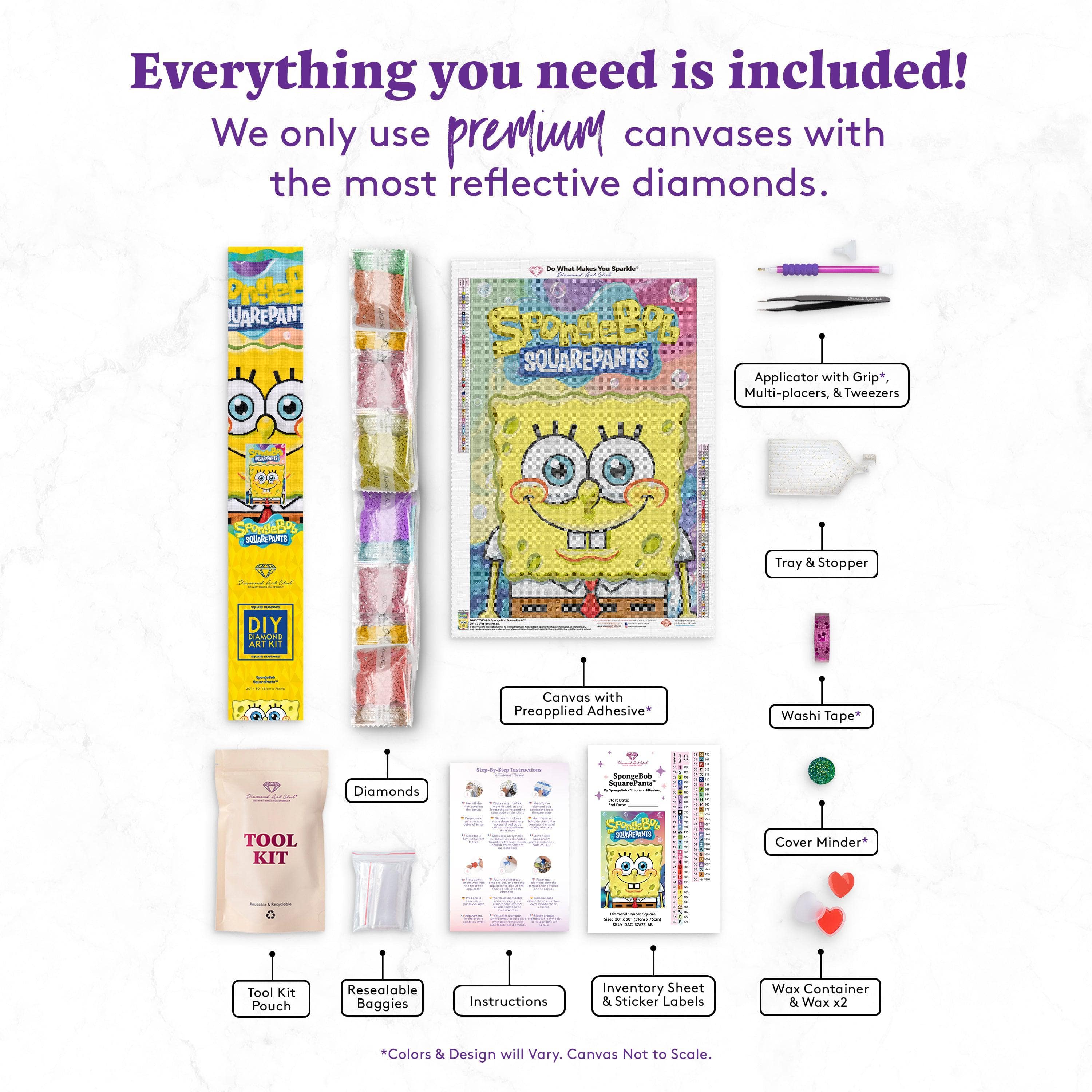  DIAMOND ART CLUB Spongebob Squarepants Best Buddies Diamond  Painting Kit, 13 x 13 (33 x 33 cm) : Arts, Crafts & Sewing