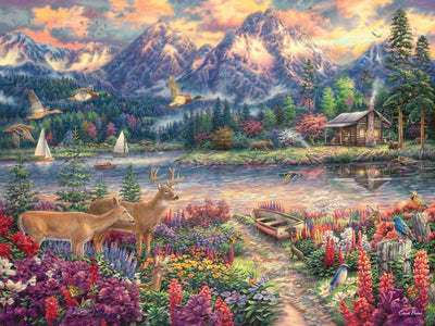 Diamond Painting Spring Mountain Majesty 36.6" x 27.6" (93cm x 70cm) / Square With 64 Colors Including 5 ABs / 102,213