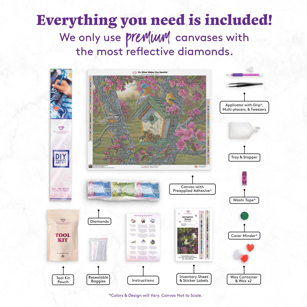 Diamond Painting Springtime Beauty 29.9" x 23.6" (76cm x 60cm) / Square With 67 Colors Including 5 ABs / 73,200