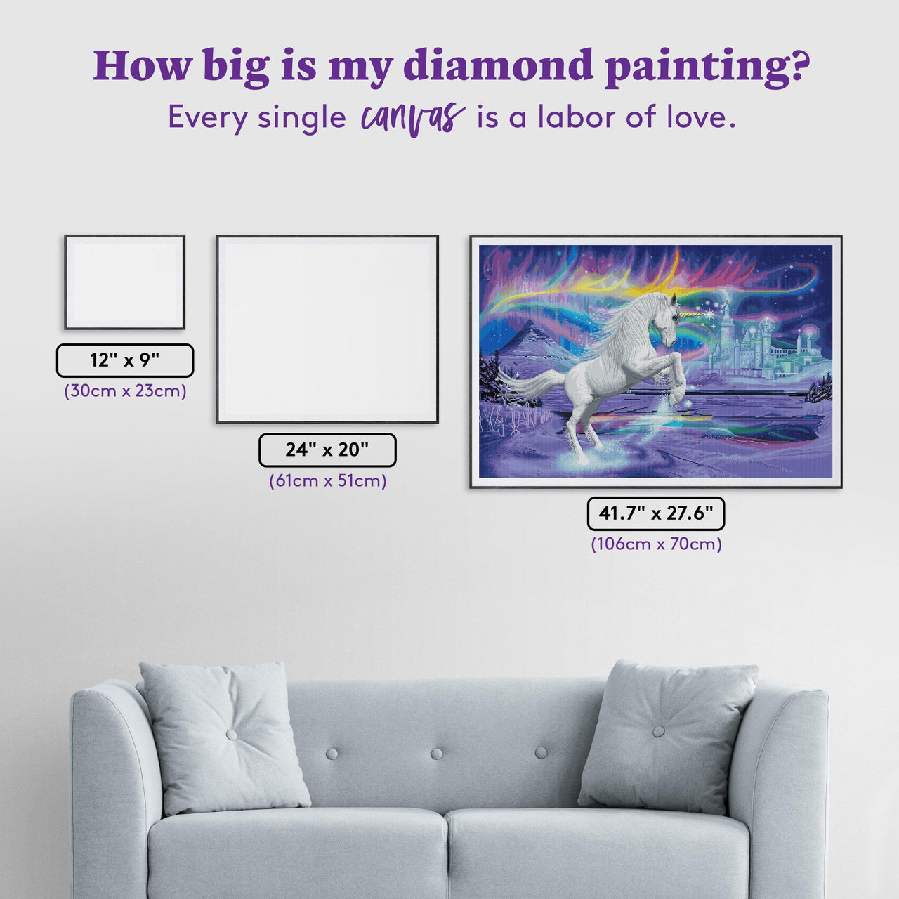 Diamond Painting Starborn Unicorn 41.7" x 27.6" (106cm x 70cm) / Square with 57 Colors including 5 ABs / 116,340