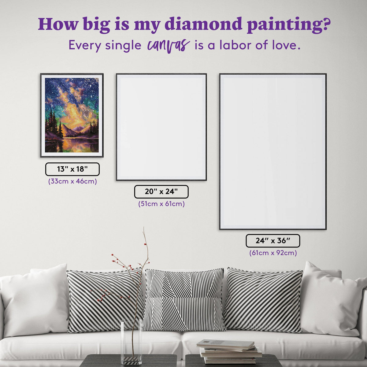 Diamond Painting Starry Night - Night Music 13" x 18" (33cm x 46cm) / Square with 63 Colors including 3 ABs / 24,156