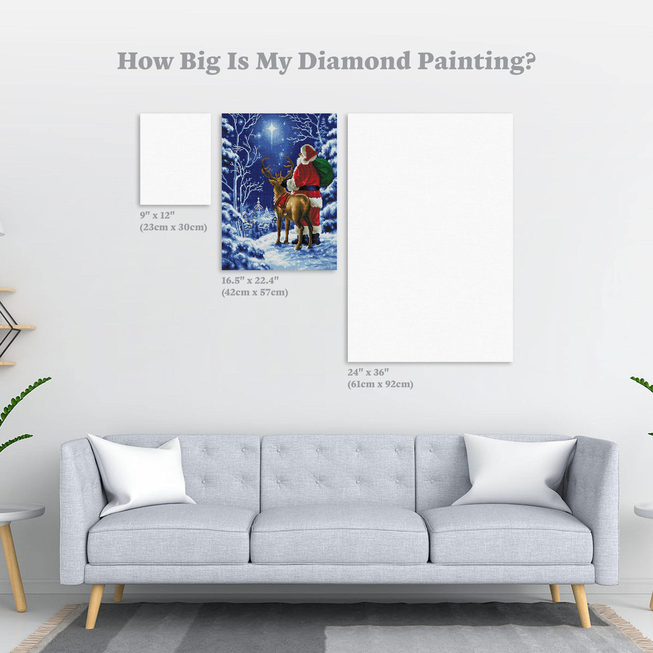 Diamond Painting Starry Night Santa 16.5" x 22.4″ (42cm x 57cm) / Square With 38 Colors Including 2 ABs / 36,960