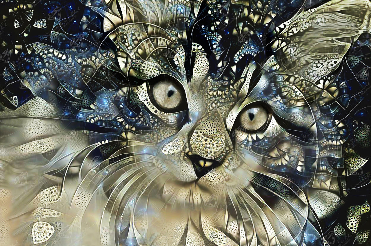 Diamond Painting Starstruck Maine Coon Cat 38.6" x 26.6" (98cm x 65cm) / Square with 30 Colors including 2 ABs / 102,573