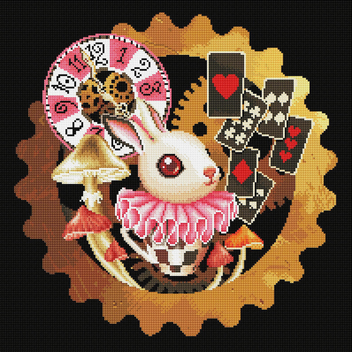 Diamond Painting Steampunk Bunny 22" x 22″ (56cm x 56cm) / Round with 51 Colors including 4 ABs / 39,601