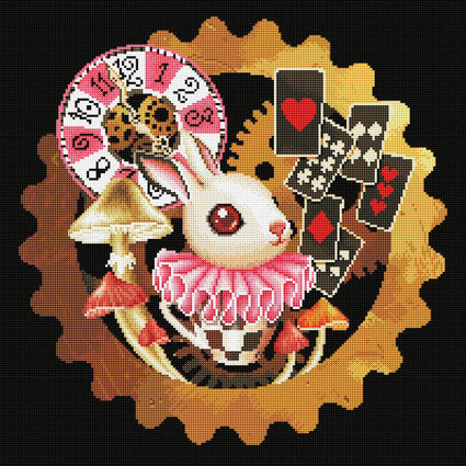 Diamond Painting Steampunk Bunny 22" x 22″ (56cm x 56cm) / Round with 51 Colors including 4 ABs / 39,601