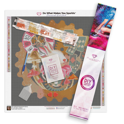 Diamond Painting Steampunk Bunny 22" x 22″ (56cm x 56cm) / Round with 51 Colors including 4 ABs / 39,601