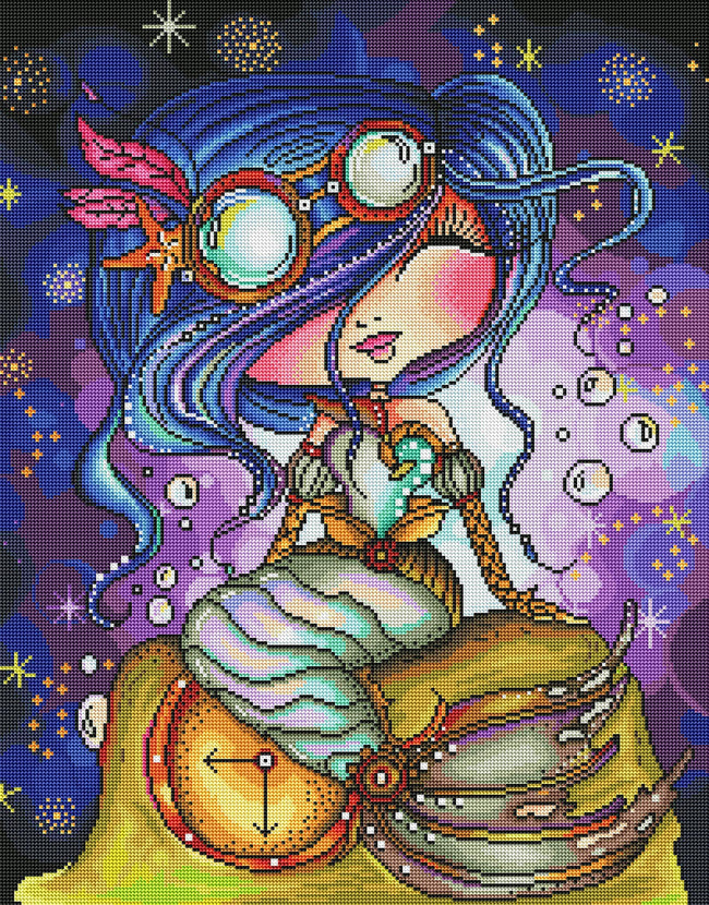 Diamond Painting Steampunk Mermaid (final edition) 22" x 28″ (56cm x 71cm) / Round with 60 Colors including 2 ABs / 50,547