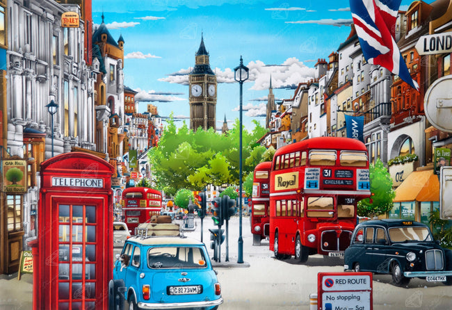 Diamond Painting Street of London 40.2" x 27.6" (102cm x 70cm) / Square With 57 Colors Including 4 ABs / 114,929