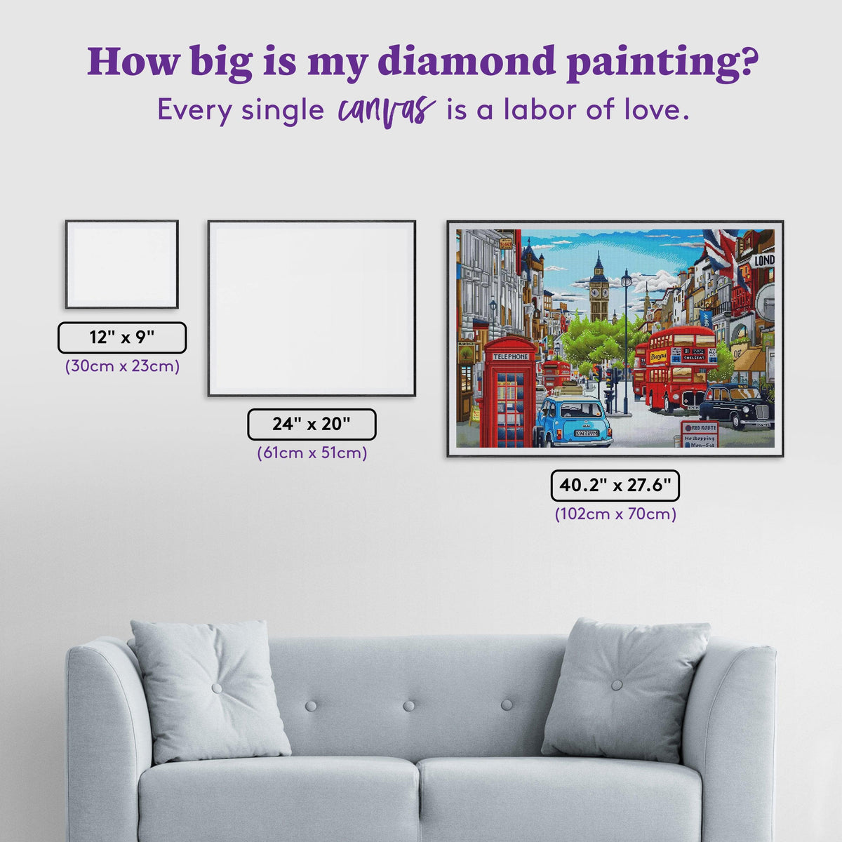 Diamond Painting Street of London 40.2" x 27.6" (102cm x 70cm) / Square With 57 Colors Including 4 ABs / 114,929
