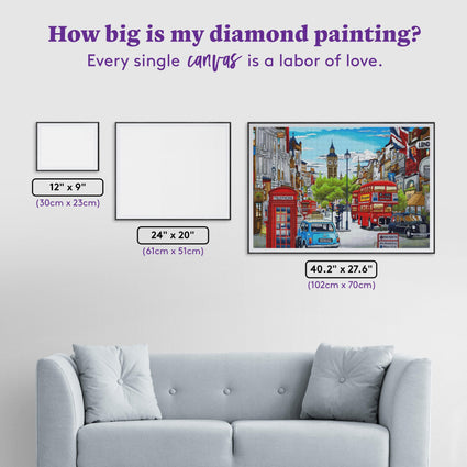 Diamond Painting Street of London 40.2" x 27.6" (102cm x 70cm) / Square With 57 Colors Including 4 ABs / 114,929