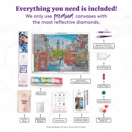 Diamond Painting Street of London 40.2" x 27.6" (102cm x 70cm) / Square With 57 Colors Including 4 ABs / 114,929