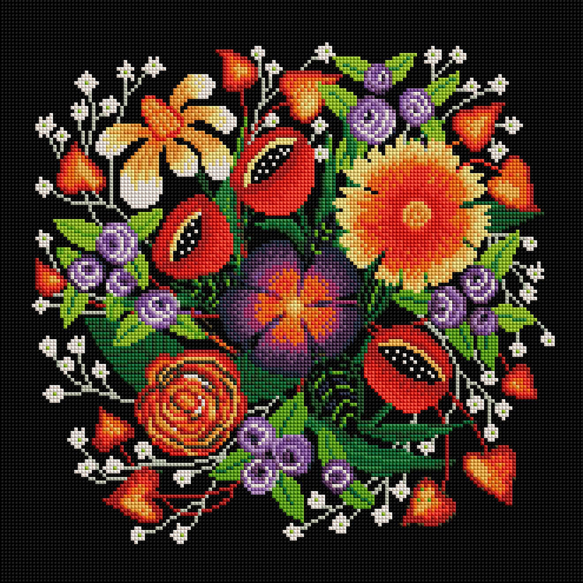 Diamond Painting Summer Blooms Square with 25 Colors / 16.5″ x 16.5″ (42cm x 42cm) / 27,299
