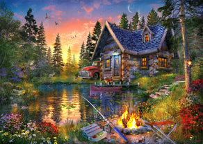 Diamond Painting Summer Sunset Fishing 33.1" x 23.6" (84cm x 60cm) / Square with 72 Colors including 4 ABs / 80,880
