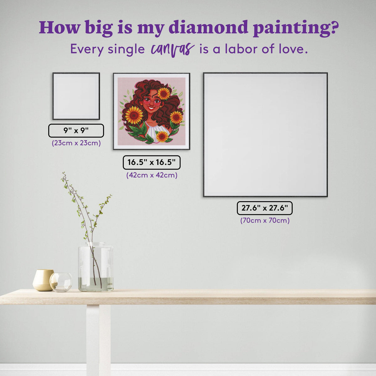 Diamond Painting Sunflower 16.5" x 16.5″ (42cm x 42cm) / Square With 27 Colors Including 3 ABs / 27,227