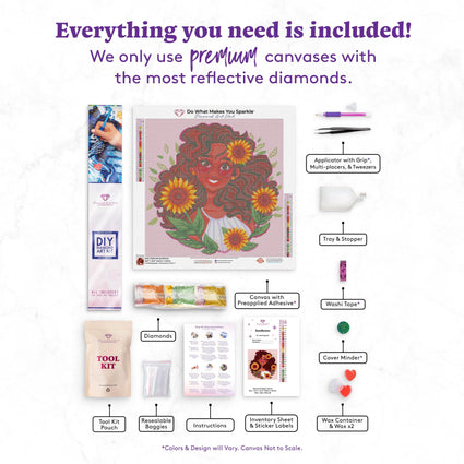 Diamond Painting Sunflower 16.5" x 16.5″ (42cm x 42cm) / Square With 27 Colors Including 3 ABs / 27,227