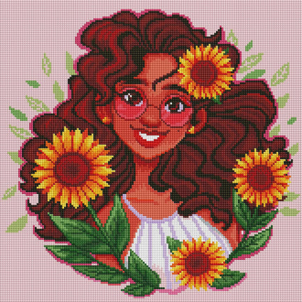 Diamond Painting Sunflower 16.5" x 16.5″ (42cm x 42cm) / Square With 27 Colors Including 3 ABs / 27,227