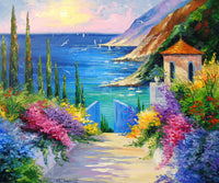 Diamond Painting Sunny Road To The Sea 20" x 24″ (51cm x 61cm) / Square with 55 Colors including 3 ABs / 48,885