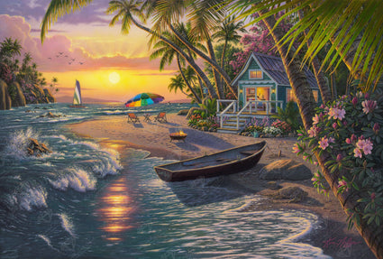 Diamond Painting Sunset Beach 40.9" x 27.6" (104cm x 70cm) / Square With 58 Colors Including 4 ABs / 116,200