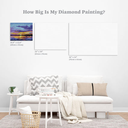 Diamond Painting Sunset Reflections 12.6" x 15.7" (32cm x 40cm) / Square with 38 Colors / 61,560