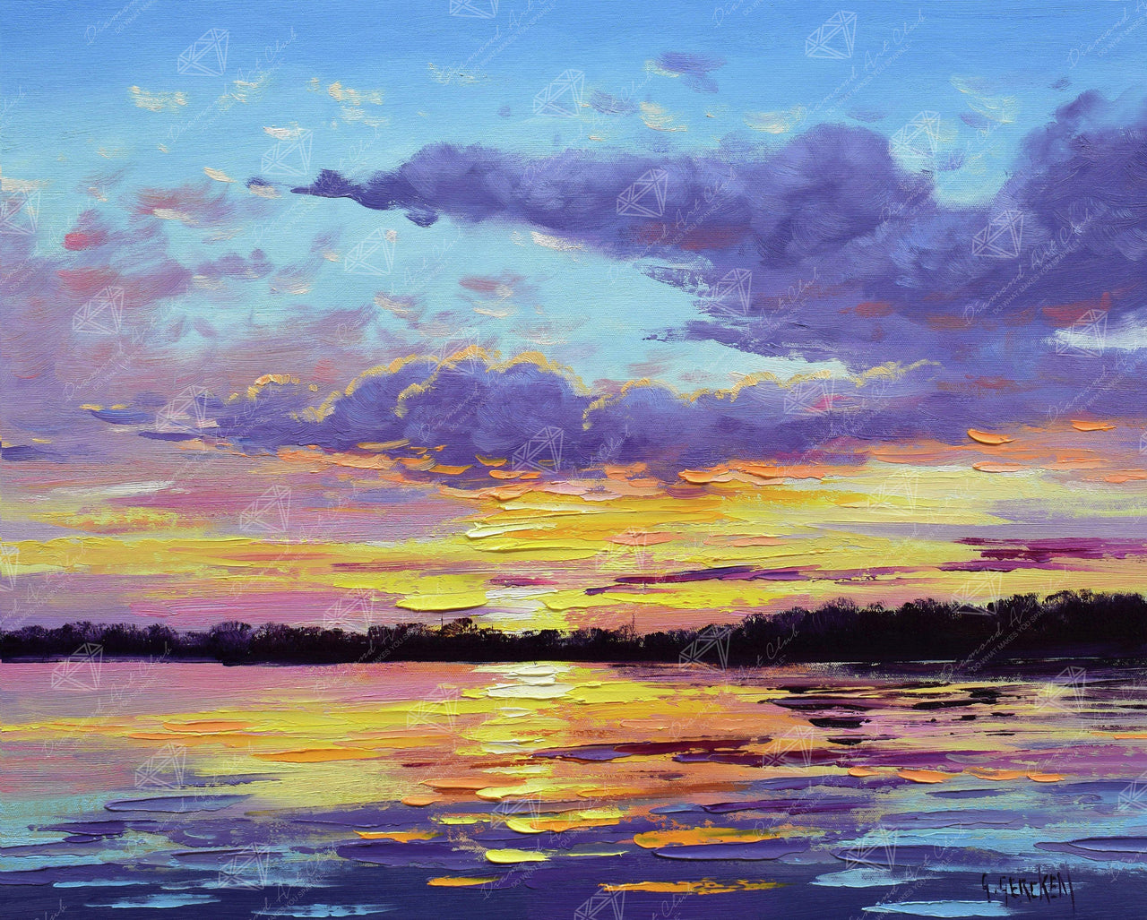 Diamond Painting Sunset Reflections 12.6" x 15.7" (32cm x 40cm) / Square with 38 Colors / 61,560