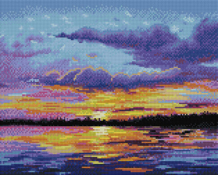 Diamond Painting Sunset Reflections 12.6" x 15.7" (32cm x 40cm) / Square with 38 Colors / 61,560