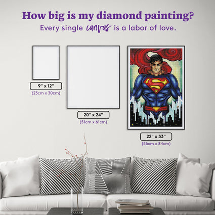 Diamond Painting Superman (MM) 22" x 33" (56cm x 84cm) / Square With 51 Colors Including 4 ABs / 73,372