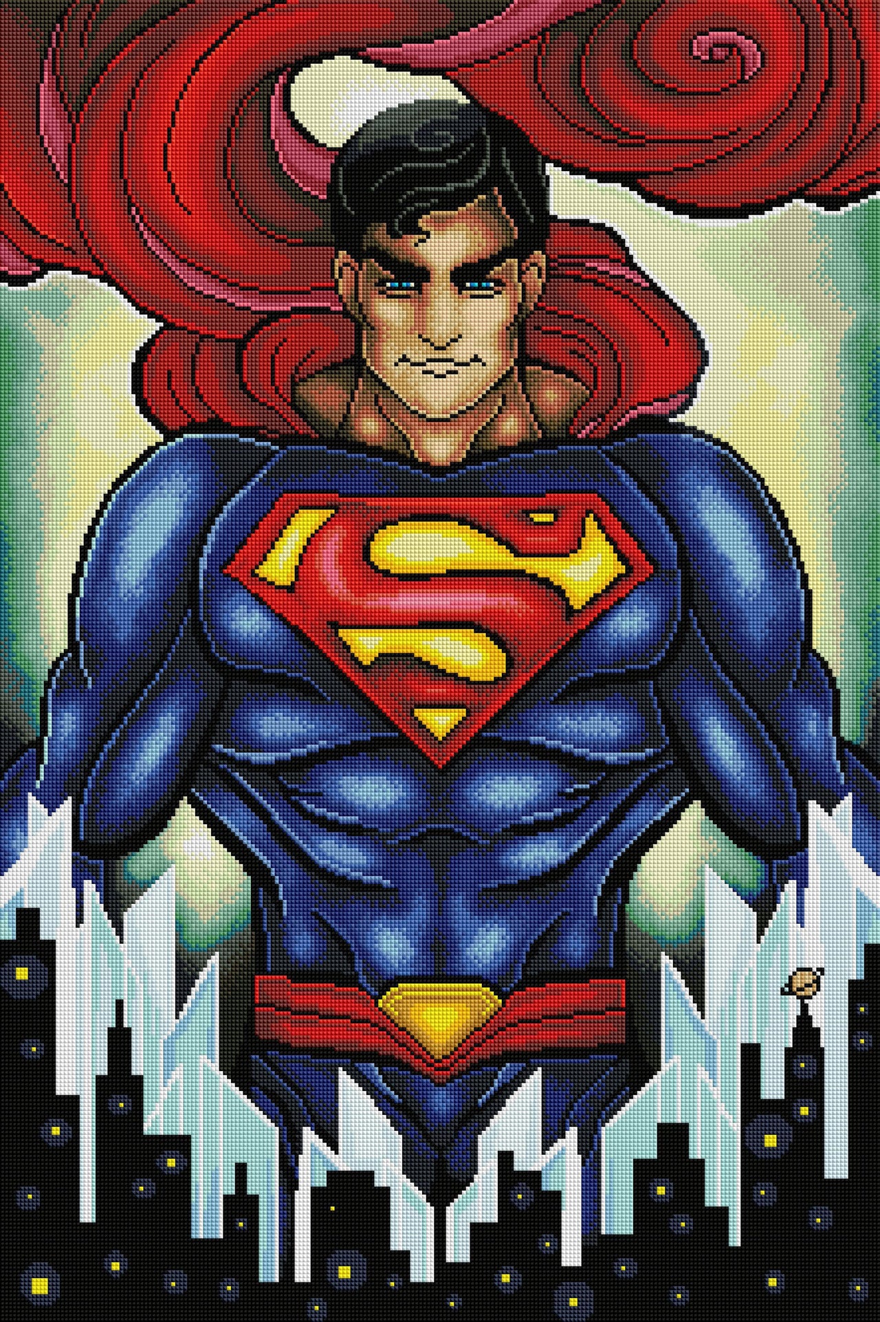 Diamond Painting Superman (MM) 22" x 33" (56cm x 84cm) / Square With 51 Colors Including 4 ABs / 73,372