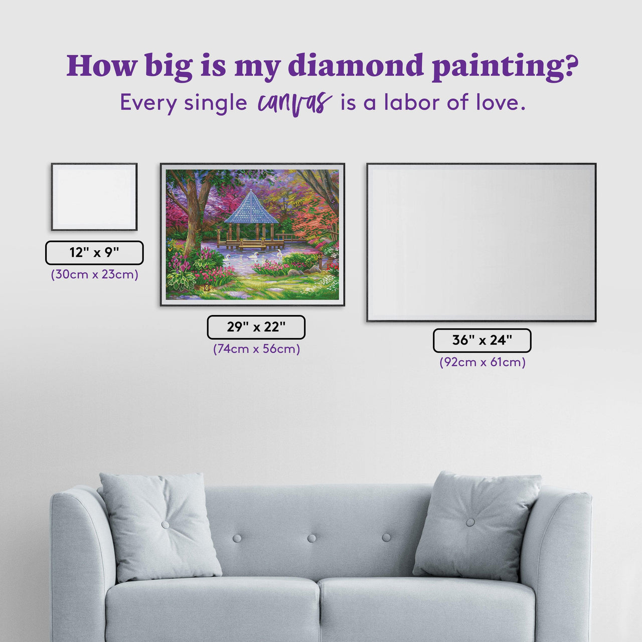 Diamond Painting Swan Pond 29" x 22" (74cm x 56cm) / Square With 65 Colors Including 4 ABs / 64,974