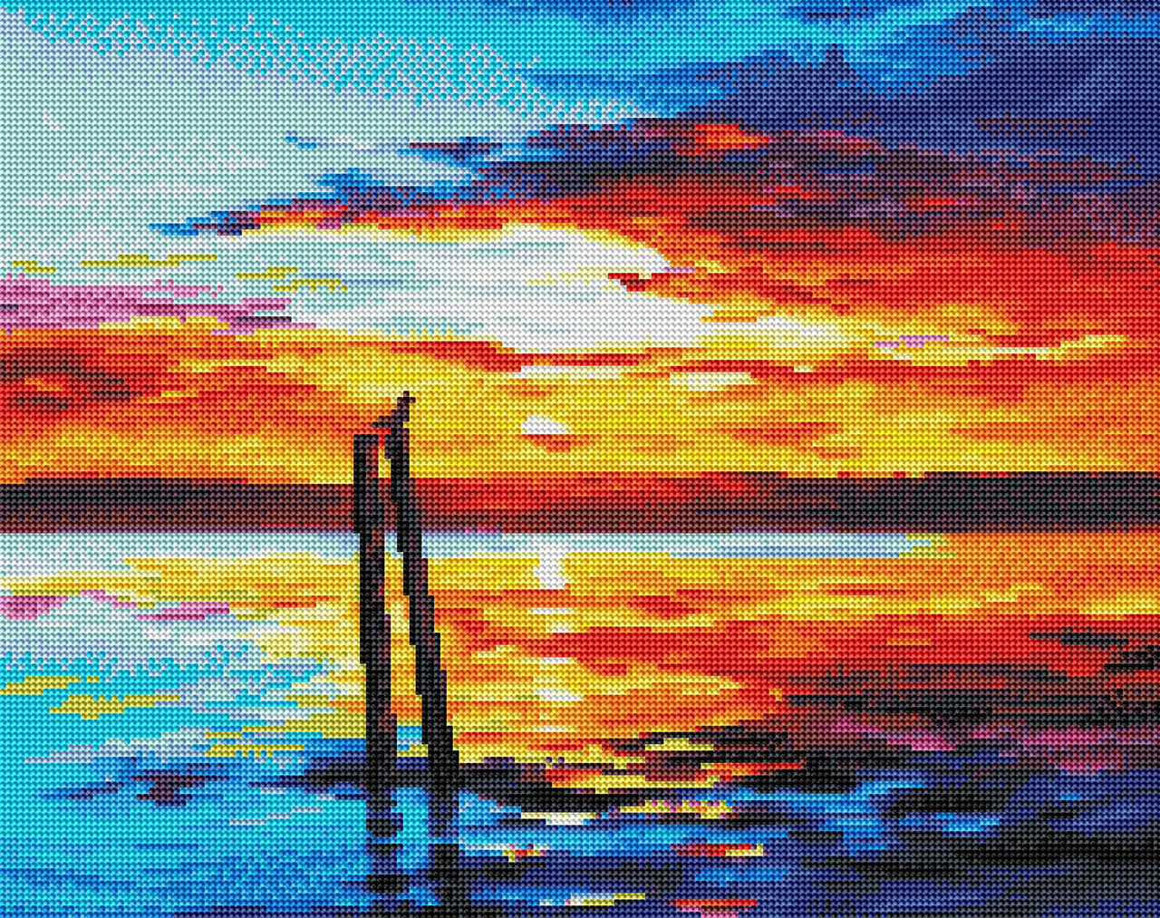 Diamond Painting Swansea Sunset 16.5" x 20.9" (42cm x 53cm) / Round With 38 Colors Including 2 ABs / 27,676