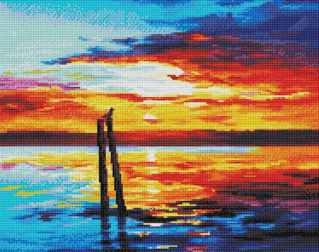 Diamond Painting Swansea Sunset 16.5" x 20.9" (42cm x 53cm) / Round With 38 Colors Including 2 ABs / 27,676