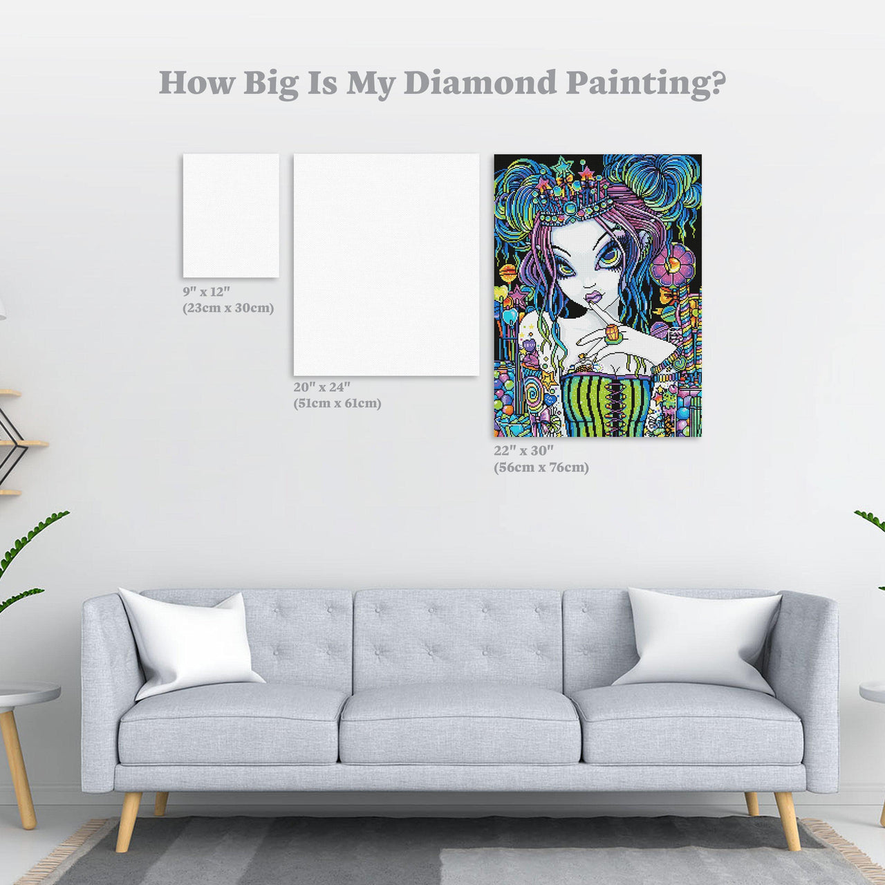 Diamond Painting Sweet Tooth 22" x 30″ (56cm x 76cm) / Round with 33 Colors Including 1 Glow-in-the-dark Color / 53,460