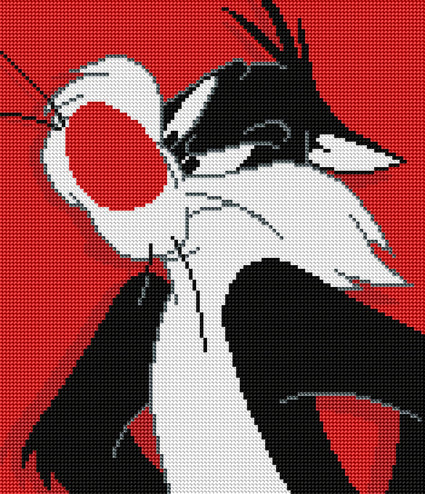 Diamond Painting Sylvester™ the Cat 13" x 15" (32.8cm x 38cm) / Round With 5 Colors Including 1 ABs / 15,912