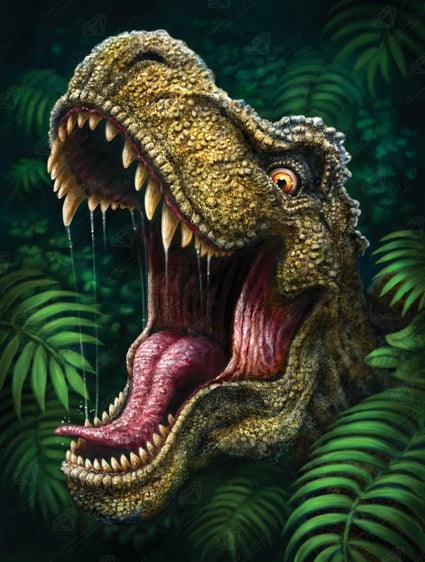 Diamond Painting T-Rex 22" x 29" (55.8cm x 73.7cm) / Square with 48 Colors including 3 ABs / 66,304