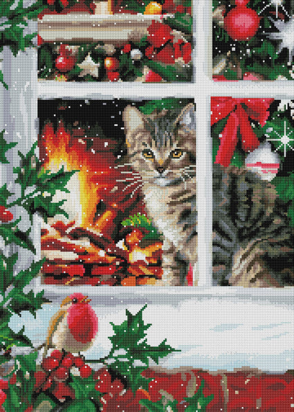 Diamond Painting Tabby Cat 20" x 28″ (51cm x 71cm) / Round With 43 Colors Including 2 ABs / 45,362