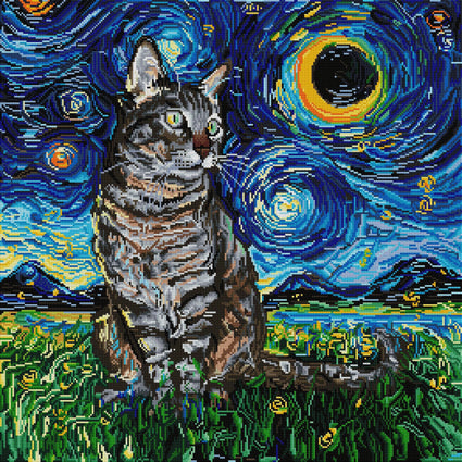 Diamond Painting Tabby Night 25.6" x 25.6" (65cm x 65cm) / Square with 42 Colors including 4 ABs / 68,121