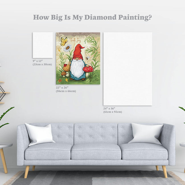 Diamond Painting Tall Mushroom Gnome 22" x 26" (56cm x 66cm) / Square with 43 Colors including 4 ABs / 57,681