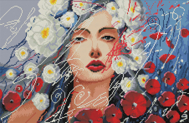 Diamond Painting Tears of Venus 16.5" x 25.2″ (42cm x 64cm) / Round With 35 Colors Including 2 ABs / 33,450