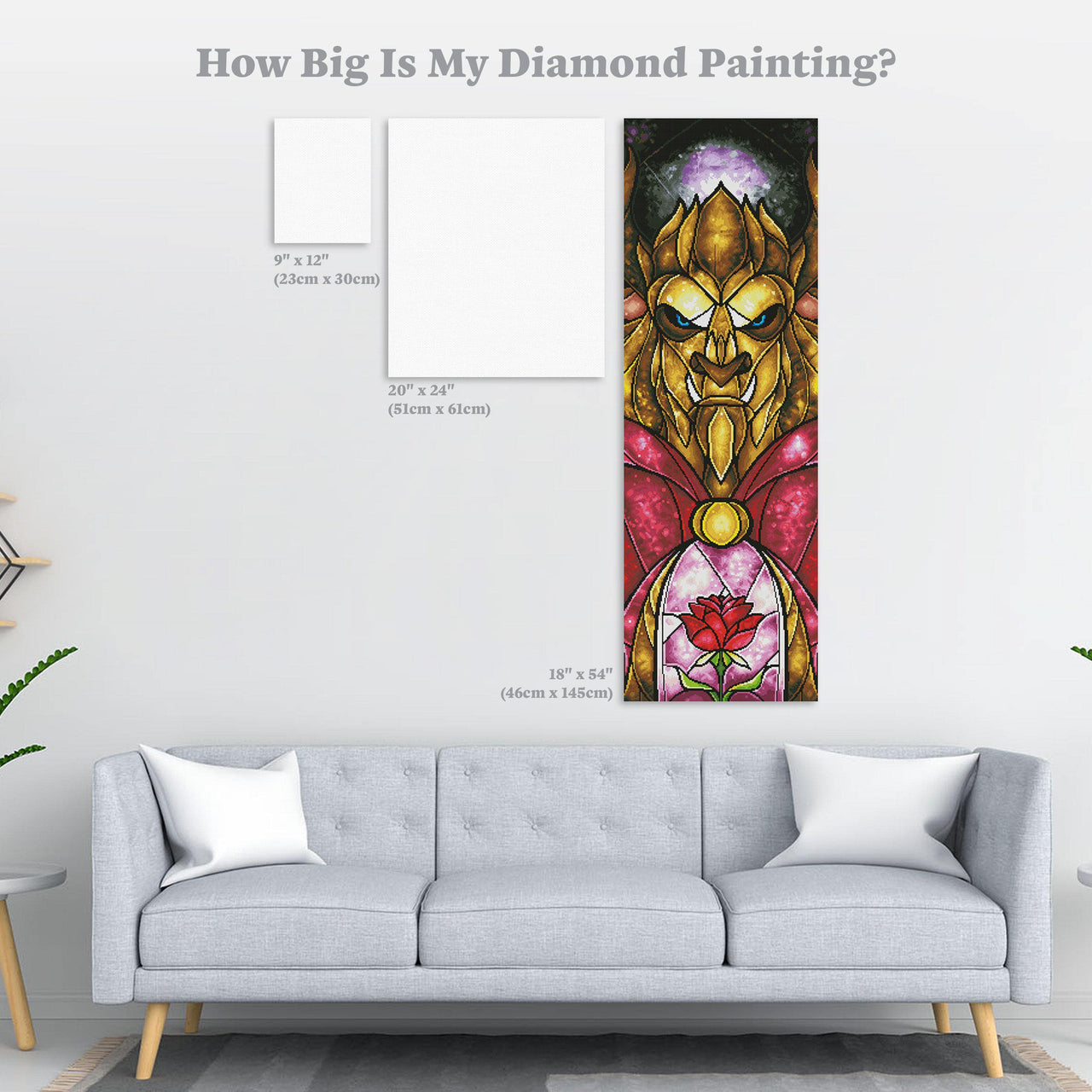 Diamond Painting The Beast 18" x 54″ (46cm x 145cm) / Round with 55 Colors including 3 ABs