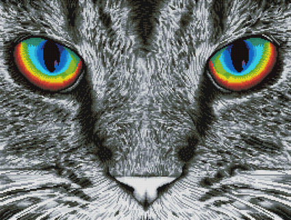 Diamond Painting The Cat 29" x 27″ (74cm x 56cm) / Round with 29 Colors Including 3 Glow-in-the-Dark / 51,874