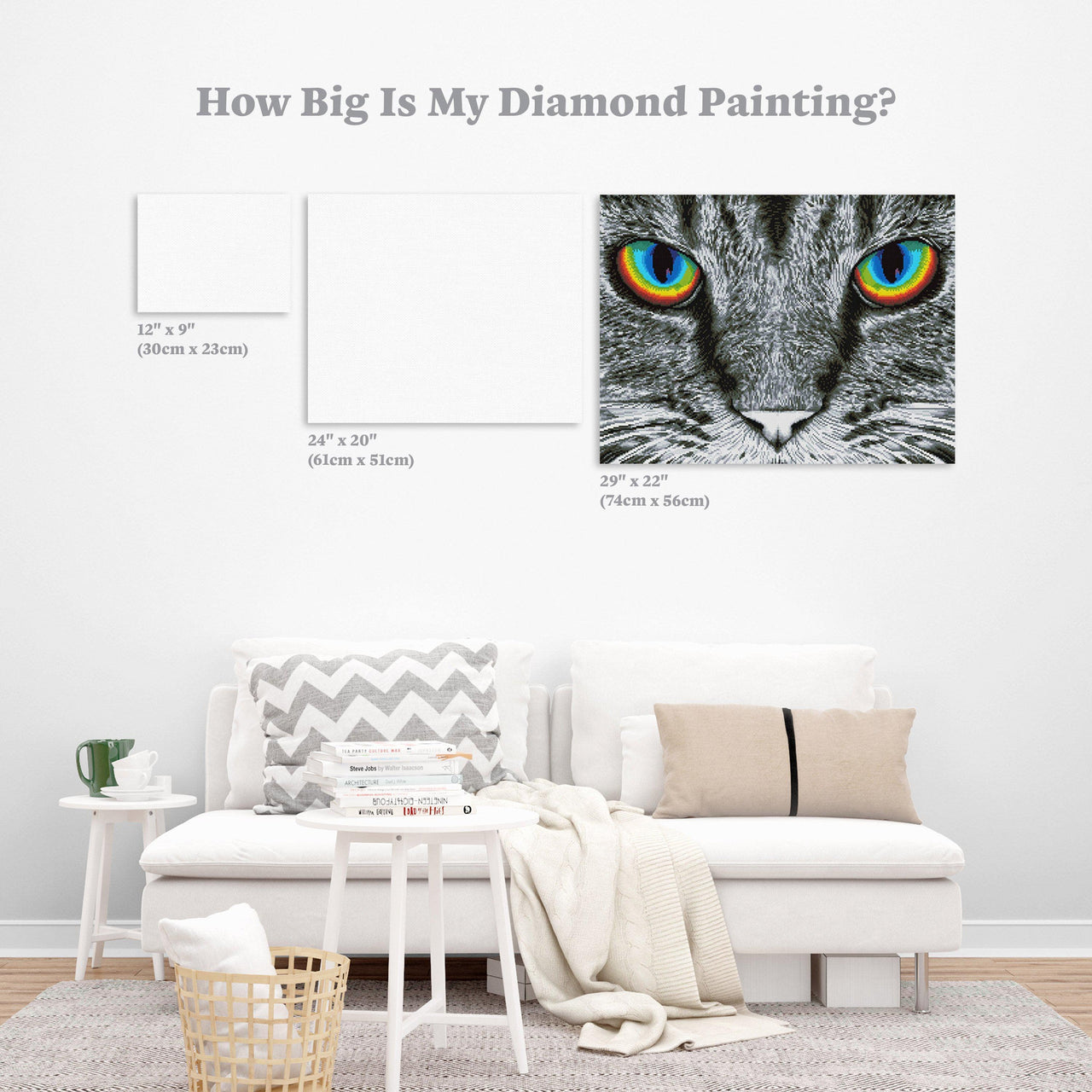 Diamond Painting The Cat 29" x 27″ (74cm x 56cm) / Round with 29 Colors Including 3 Glow-in-the-Dark / 51,874