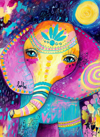 Diamond Painting The Elephant And The Dream 16" x 22″ (41cm x 56cm) / Square with 45 Colors including 4 ABs / 35,580