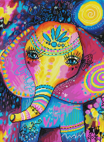 Diamond Painting The Elephant And The Dream 16" x 22″ (41cm x 56cm) / Square with 45 Colors including 4 ABs / 35,580