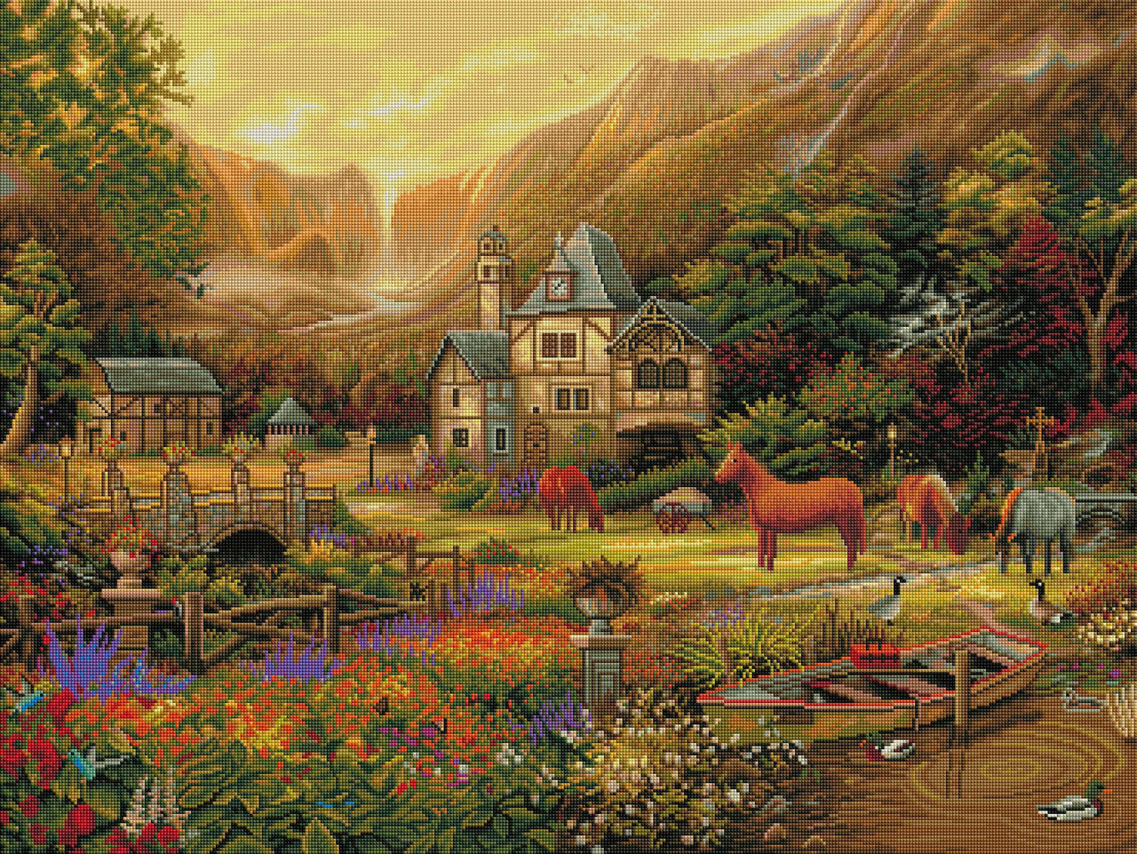 Diamond Painting The Golden Valley 36.6" x 27.6″ (93cm x 70cm) / Square with 53 Colors including 2 ABs / 102,213