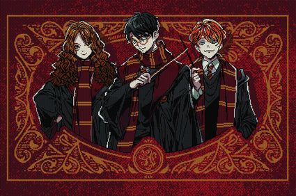 Diamond Painting The Gryffindor™ Trio 38.6" x 25.6" (98cm x 65cm) / Square With 30 Colors Including 1 AB / 101,920