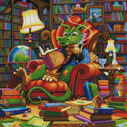 Diamond Painting The Literate Dragon 27.6" x 27.6″ (70cm x 70cm) / Square with 52 Colors including 3 ABs