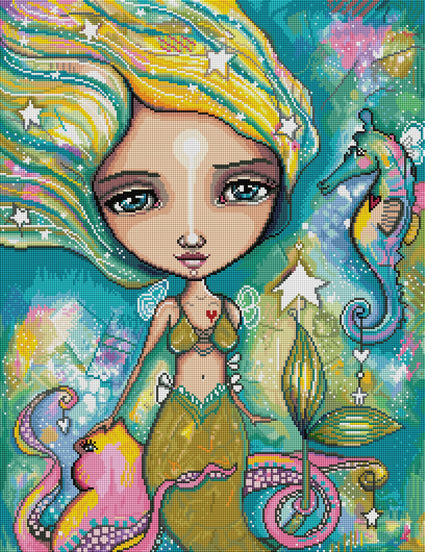 Diamond Painting The Little Empowered Mermaid 20" x 26" (51cm x 66cm) / Square with 60 Colors including 5 ABs / 54,060