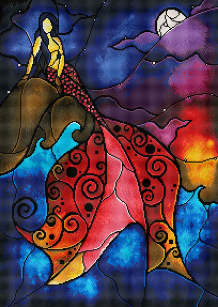 Diamond Painting The Little Mermaid 20.5″ x 28.7″ (52cm x 73cm) / Square With 42 Colors Including 4 ABs / 58,548